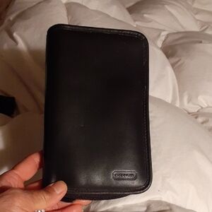 Coach Black Zip-Around Leather Organizer